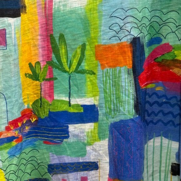 Graphic Tropical Print Top Short Sleeves Size 1X - Picture 6 of 7